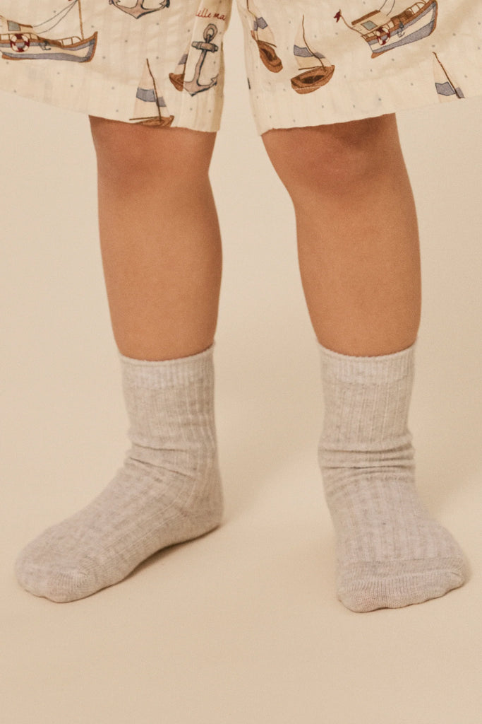 Konges Sløjd 3pk Rib Socks, Soft Grey / Ment / Brown