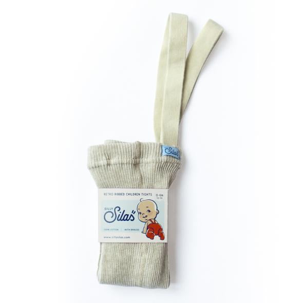 Silly Silas Retro Ribbed Tights, Cream Blend