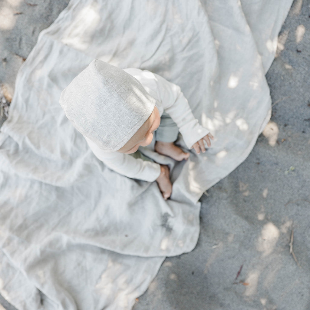 Briar Baby Linen Bonnet, Sand