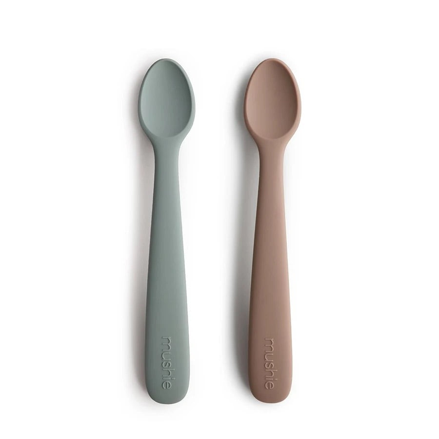Mushie Silicone Baby Spoon 2pk, Stone/Cloudy Mauve