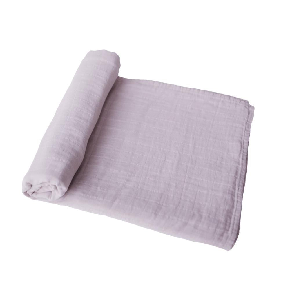Mushie Muslin Swaddle Blanket Organic Cotton, Soft Mauve